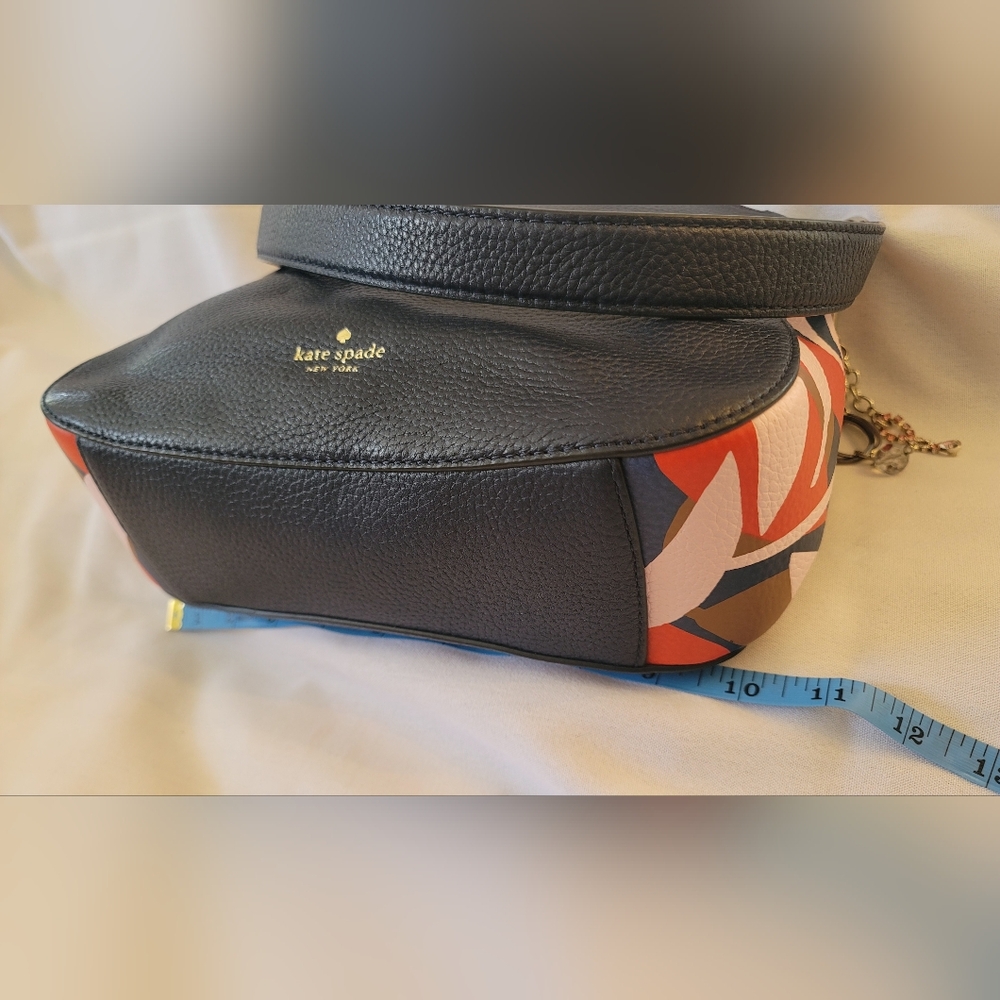 Kate Spade Navy Blue Pebbled Leather Purse Tropical Toss - Picture 5 of 9